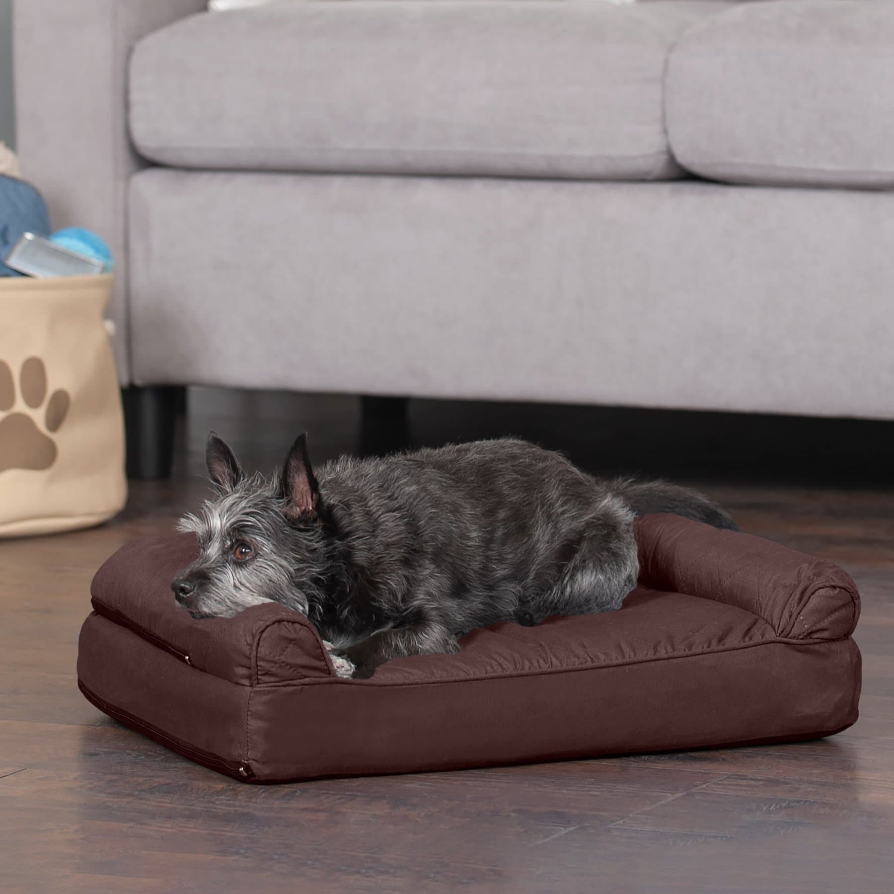 FurHaven FurHaven Quilted Full Support Sofa Dog & Cat Bed, Coffee, Jumbo Plus