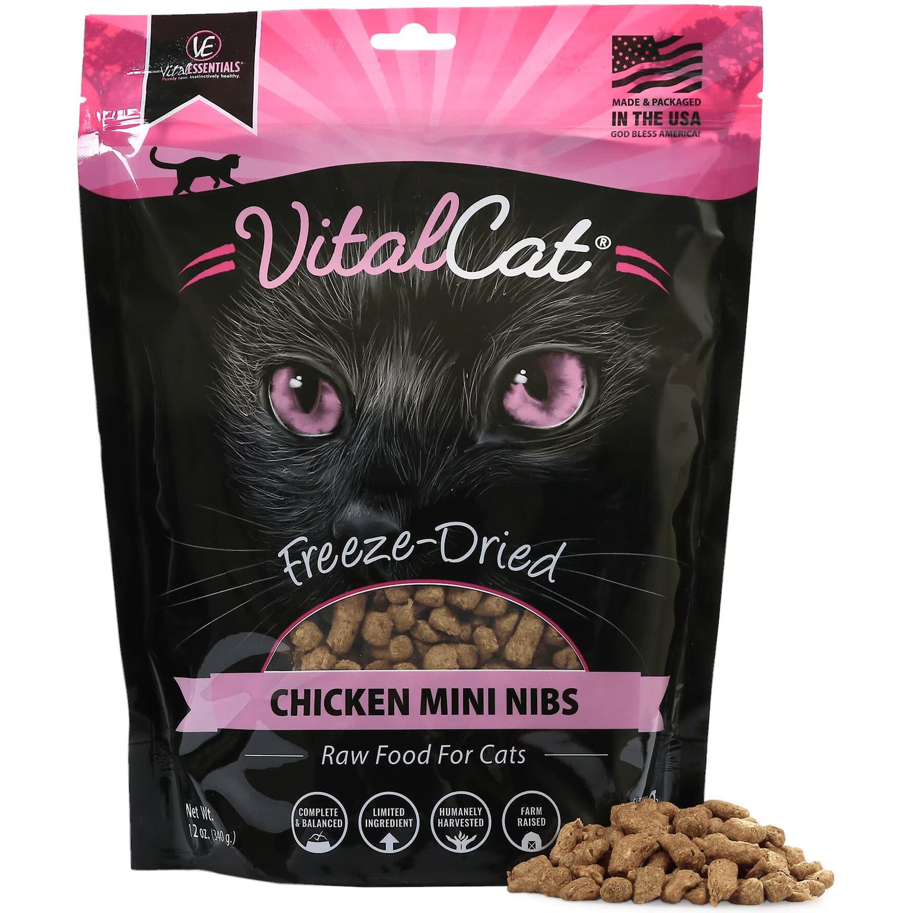 Vital Essentials Vital Essentials Crunchy Mini Nibs Raw Chicken Entree Freeze-Dried Cat Food