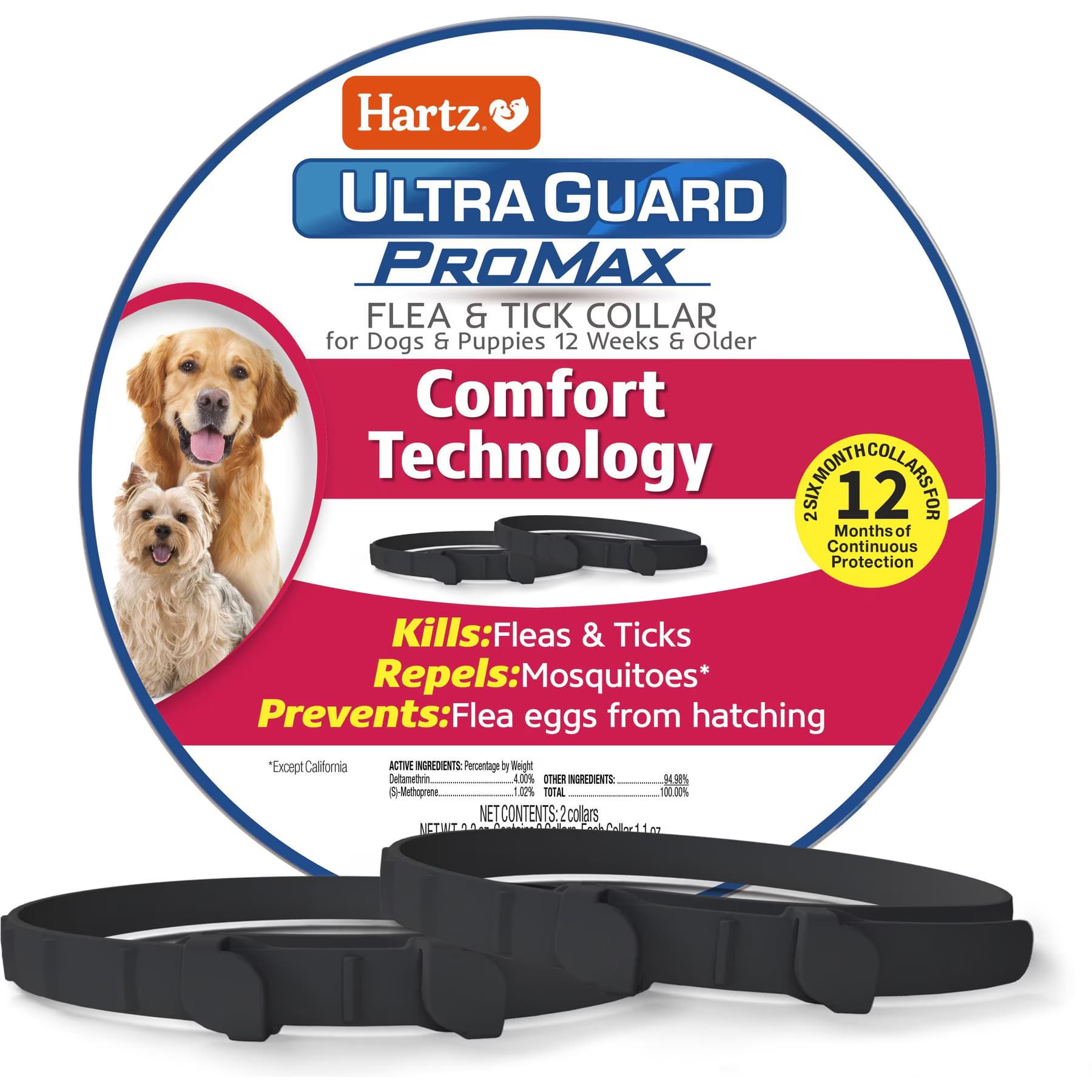 Hartz Hartz Ultra Guard ProMax Flea & Tick Collar for Dogs, Black, 2 collars (12-mos. supply)