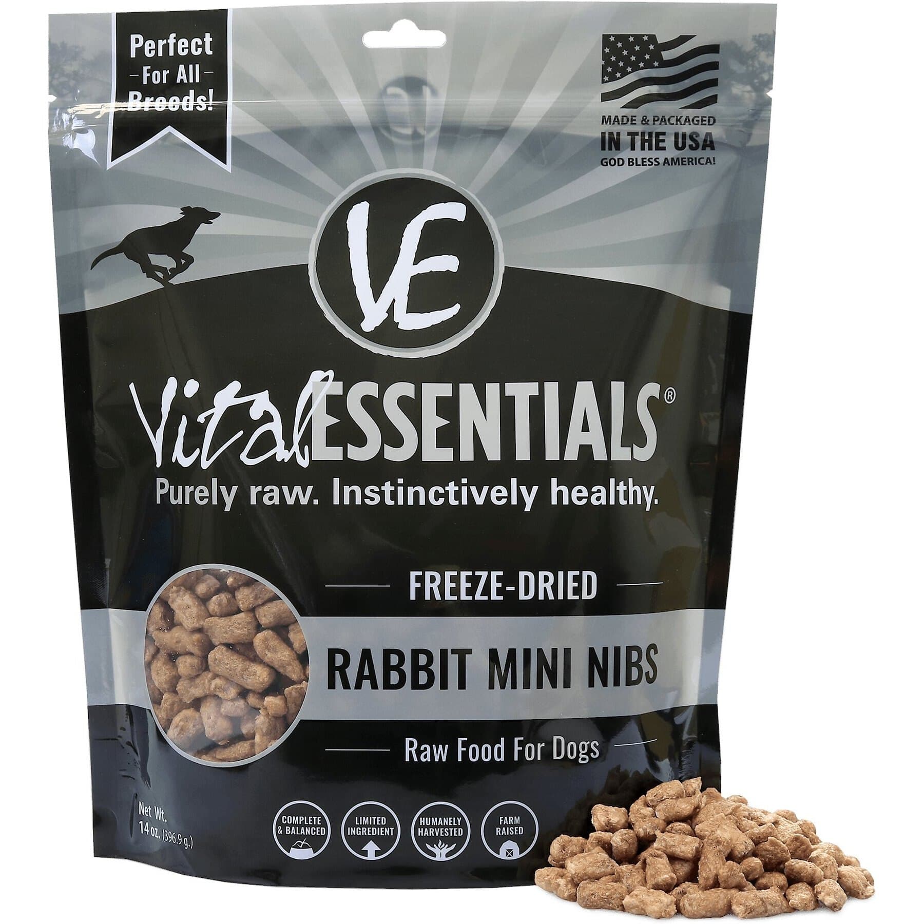 Vital Essentials Vital Essentials Crunchy Mini Nibs Raw Rabbit Entree Freeze-Dried Dog Food & Topper