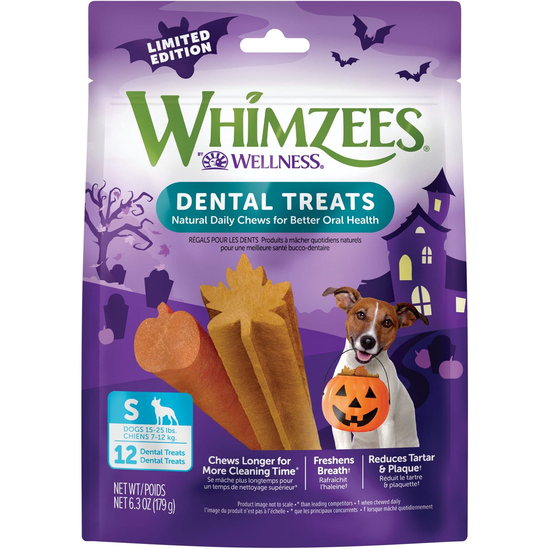 WHIMZEES WHIMZEES by Wellness Halloween Dental Chews Natural Grain-Free Dental Dog Treats, Small