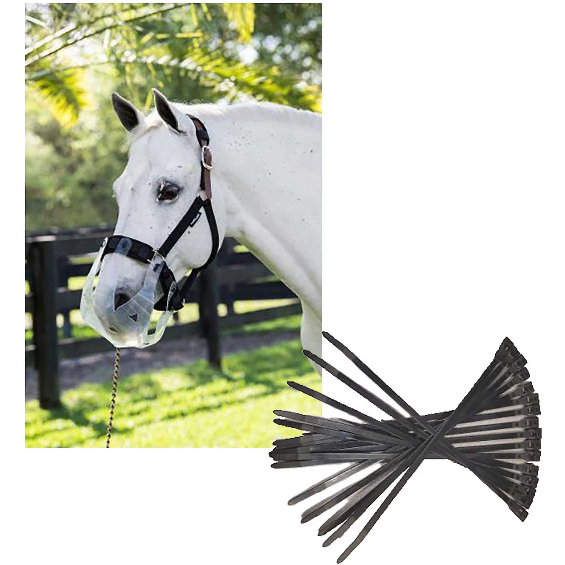 ThinLine ThinLine Grazing Muzzle, Cob/Horse + Spare Horse Muzzle Zip Ties