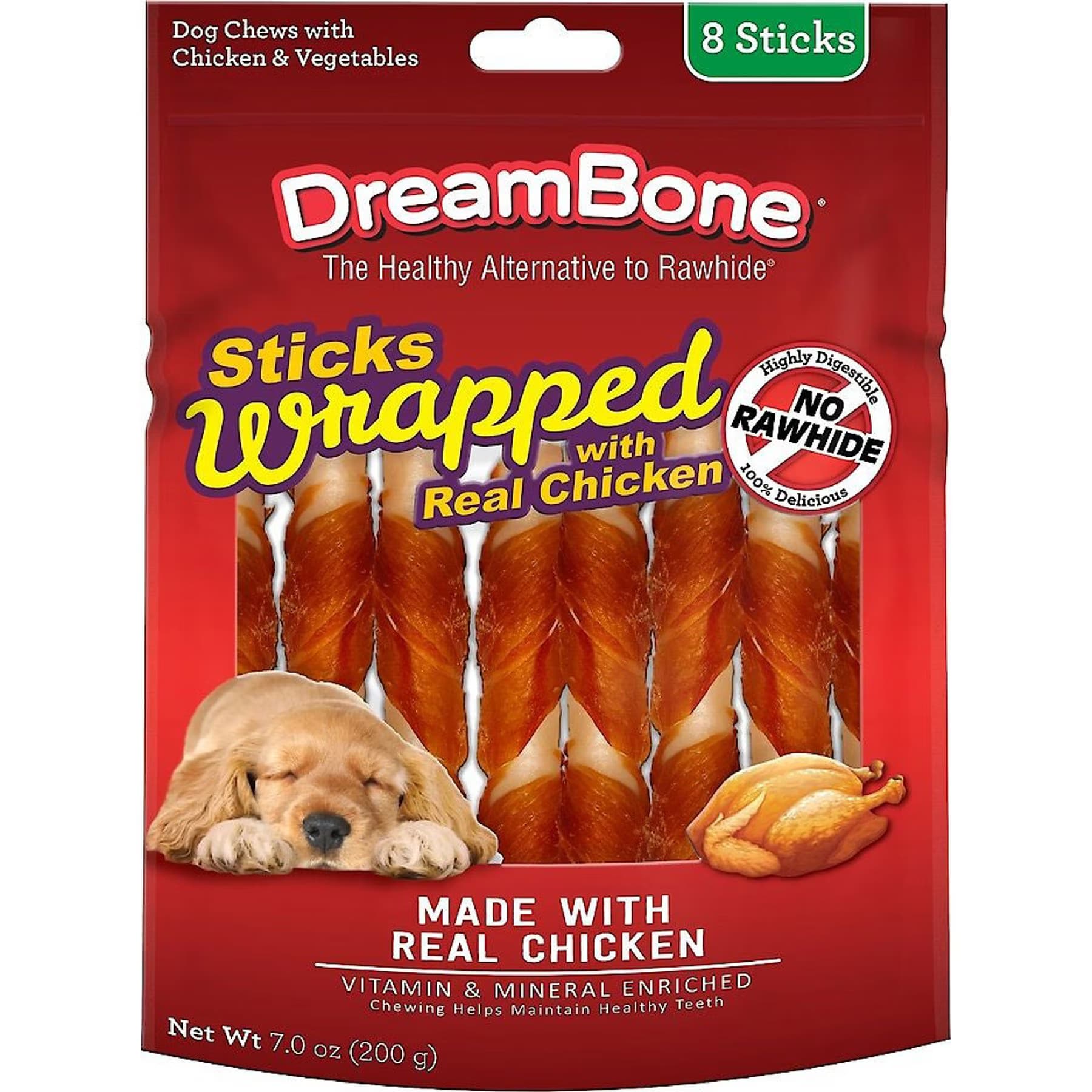DreamBone DreamBone Sticks Wrapped with Real Chicken Rawhide Free Dog Chews