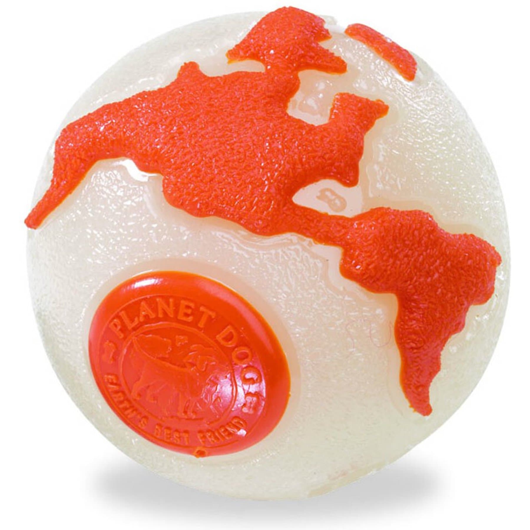Outward Hound Planet Dog Orbee-Tuff Ball Tough Dog Chew Toy, Glow/Orange, Medium