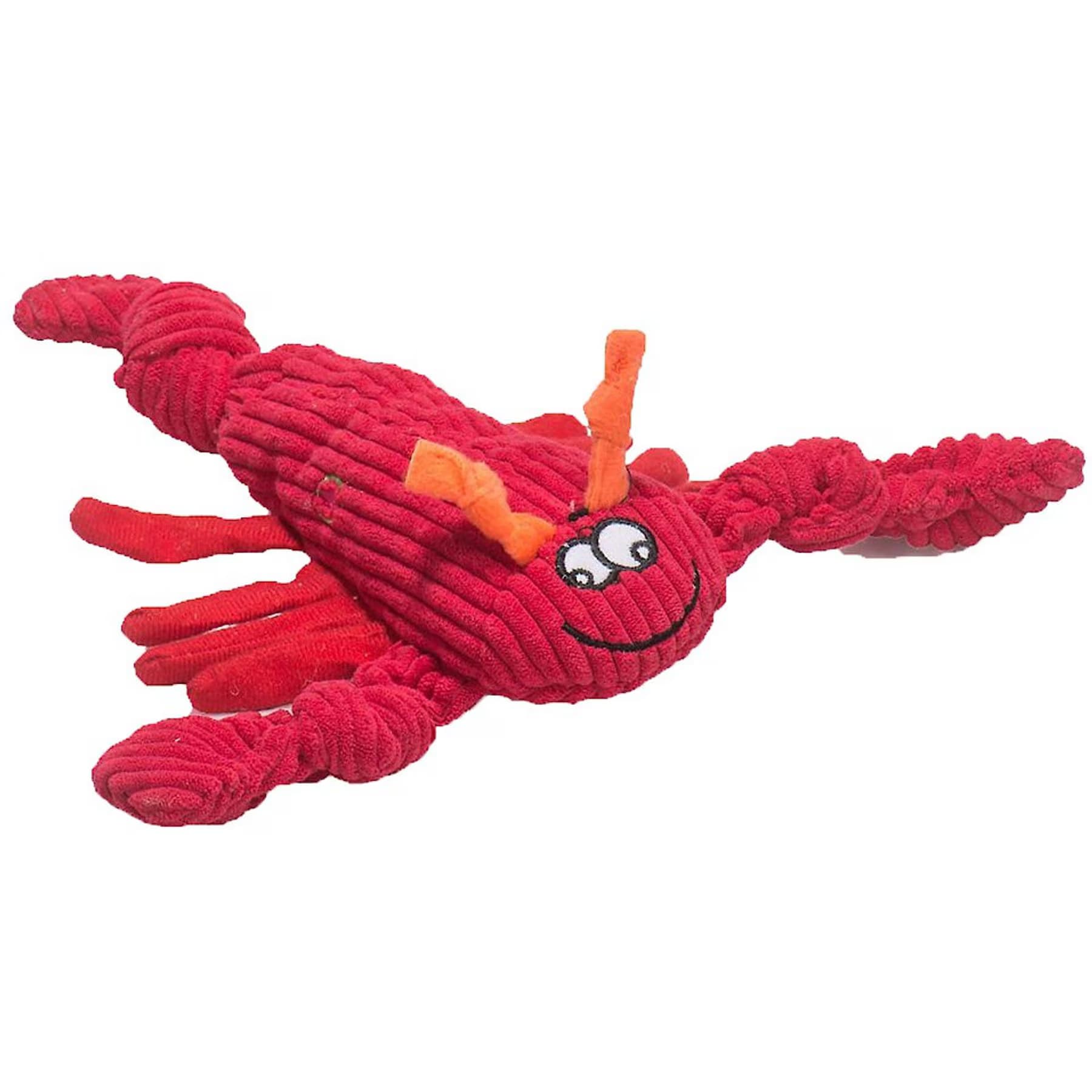 HuggleHounds Sea Creature Durable Plush Corduroy Knottie Squeaky Dog Toy, Lobsta, Large — McCraken Lobsta — view 2