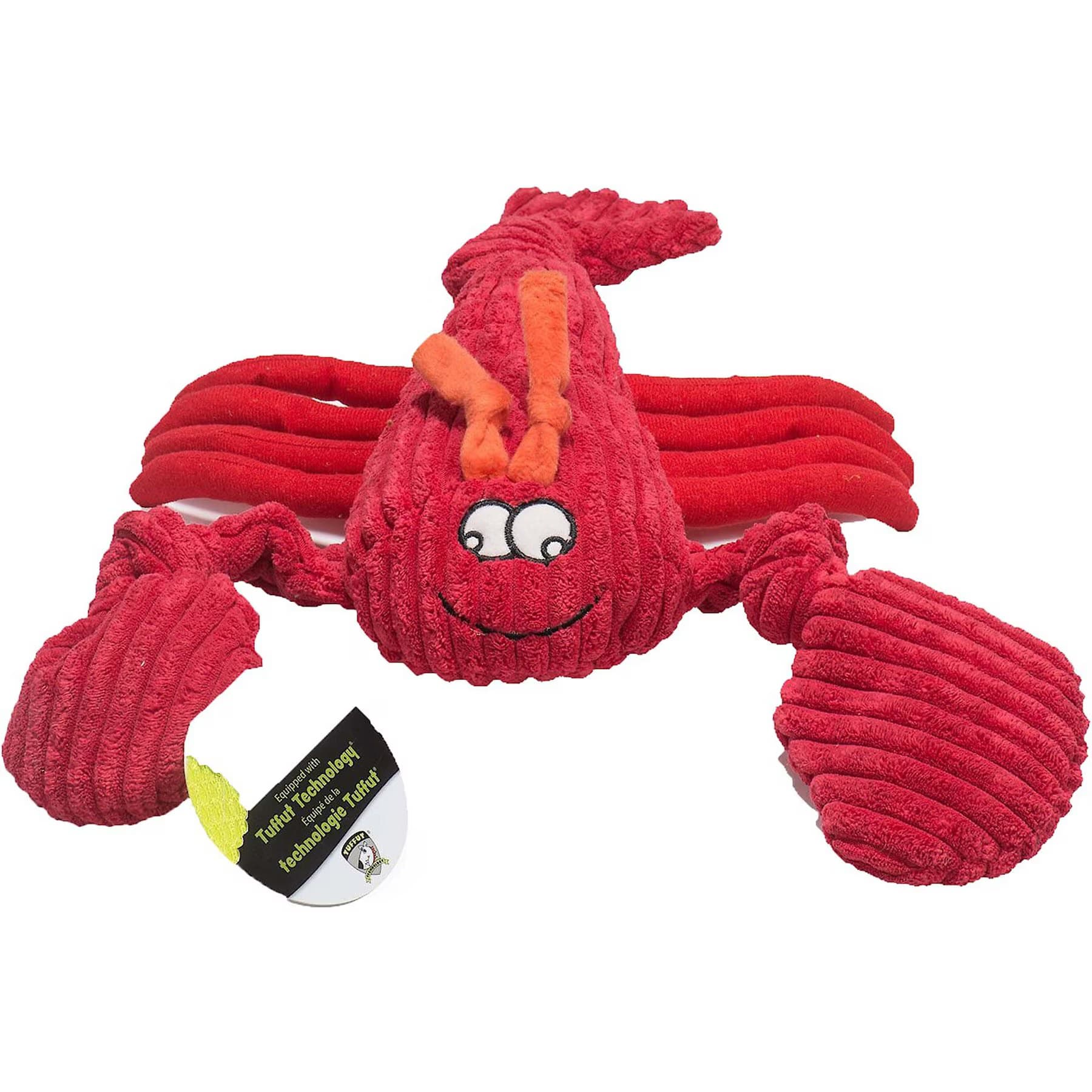 HuggleHounds HuggleHounds Sea Creature Durable Plush Corduroy Knottie Squeaky Dog Toy, Lobsta, Large — McCraken Lobsta