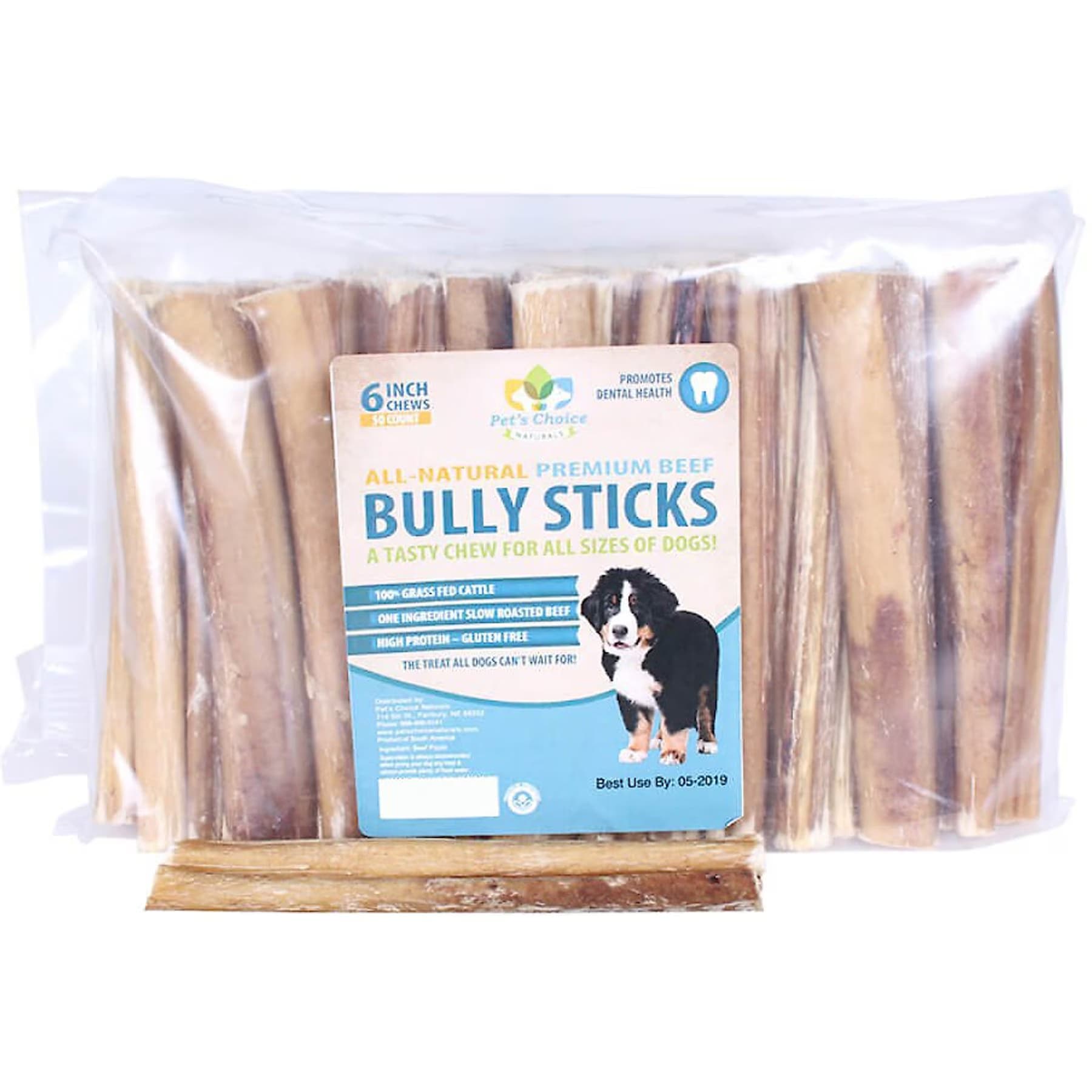 Pet's Choice Pet’s Choice Naturals Premium Bully Sticks Adult 6-in Beef Flavor Dog Treats — 6-inch