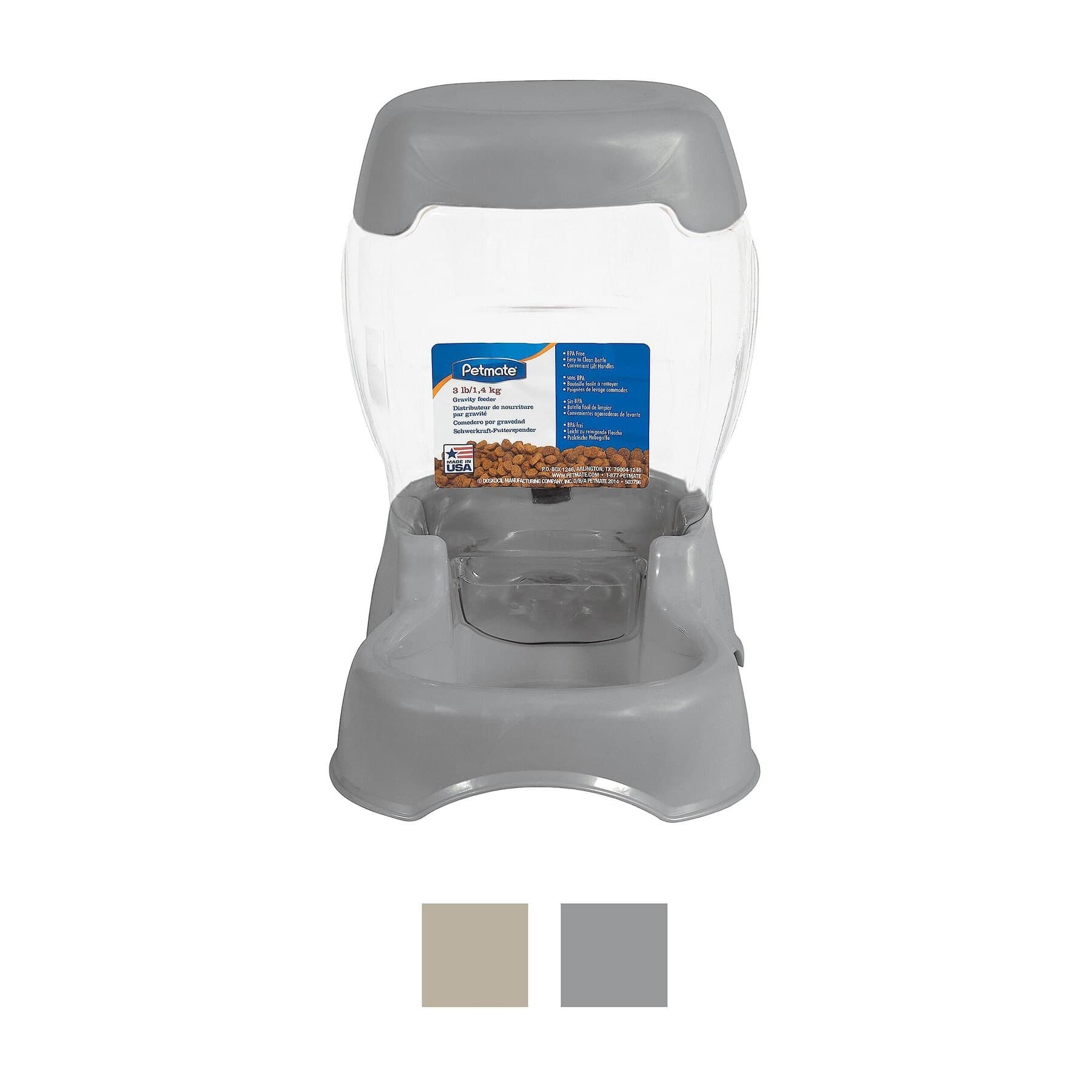 Petmate Pearl Pet Cafe Gravity Refill Dog & Cat Feeder, Grey, 12-cup — view 2