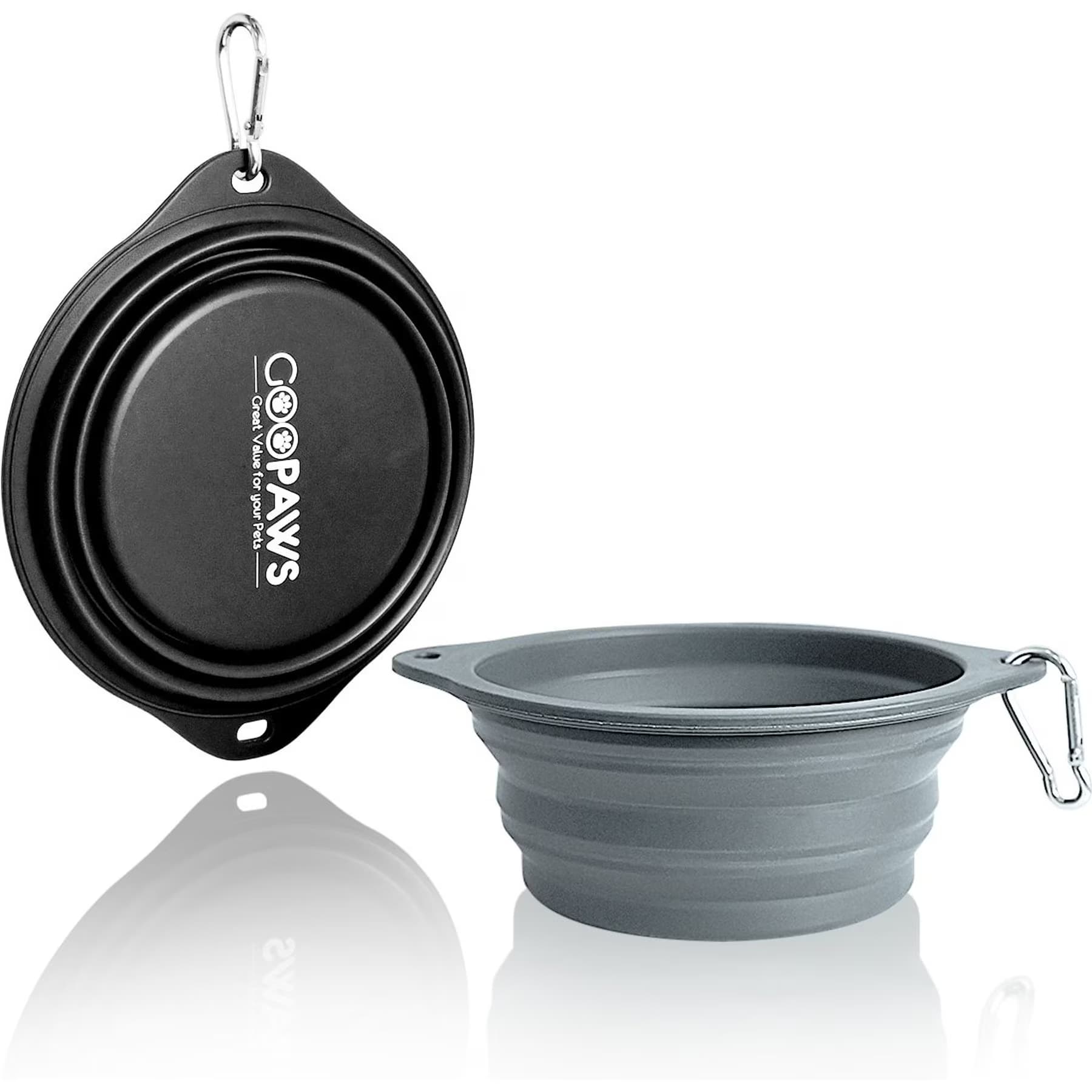 Jespet Jespet & GOOPAWS Silicone Non-Skid Travel Cat & Dog Bowl — Black/Grey