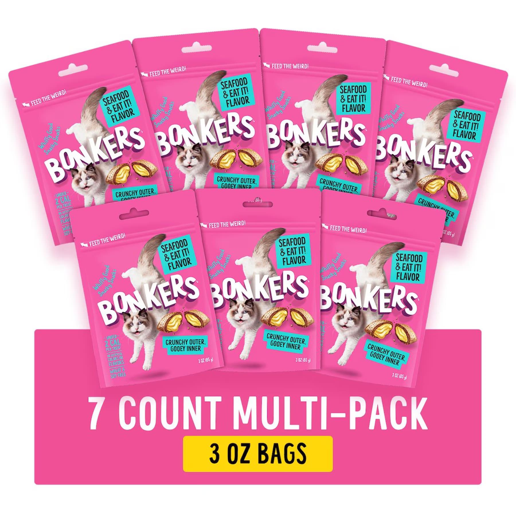 BONKERS BONKERS Cat Pillows Seafood & Eat It! Flavored Crunchy Cat Treats