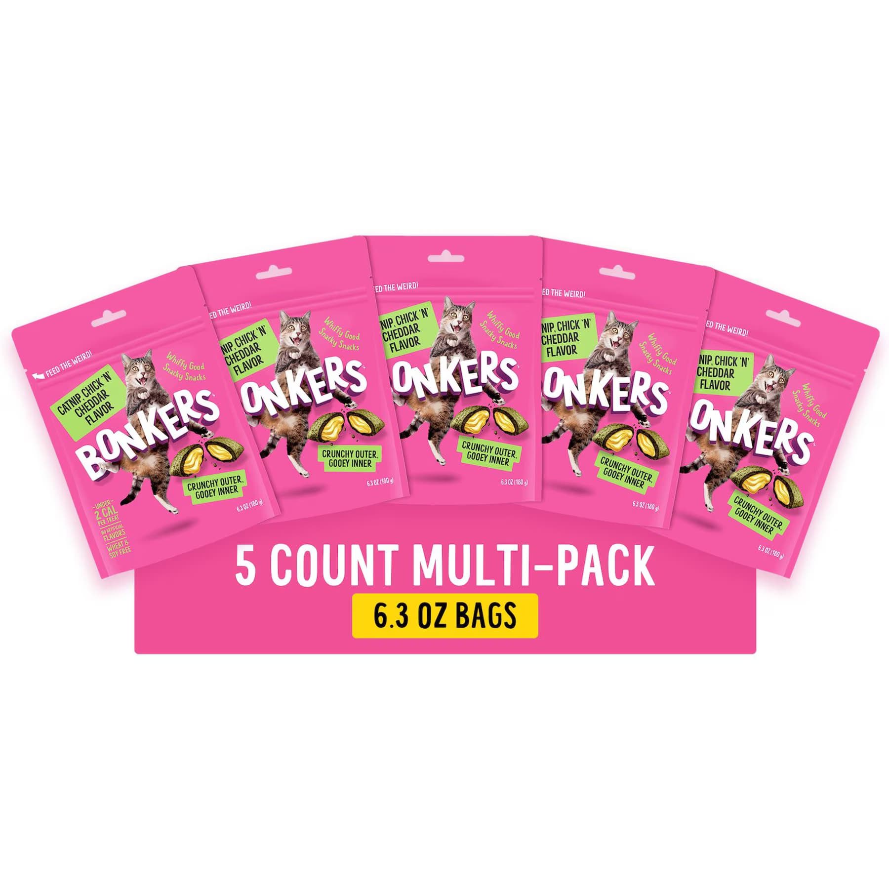 BONKERS BONKERS Cat Pillows Catnip, Chick ‘N & Cheddar Flavored Crunchy Cat Treats