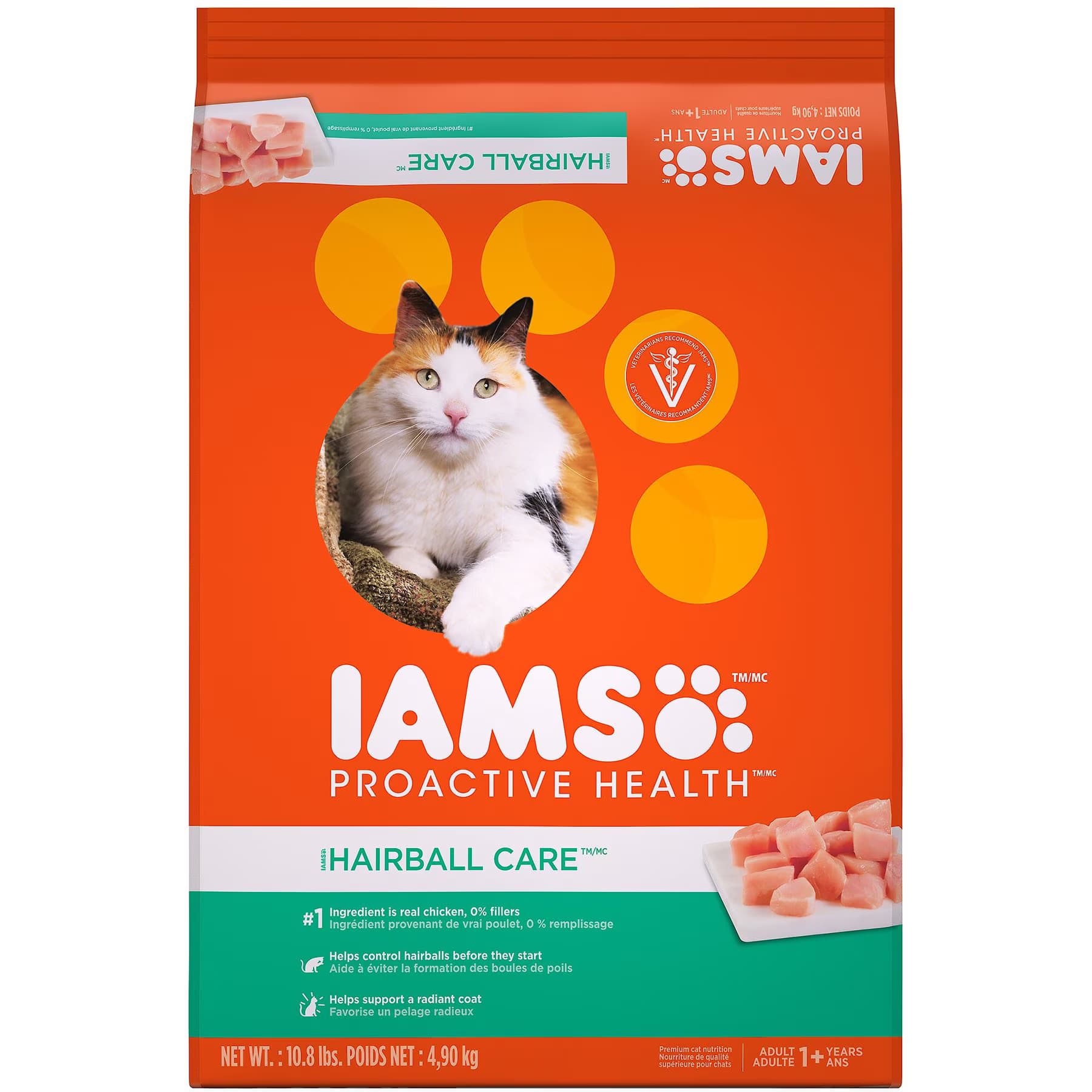 Iams ProActive Health Adult Hairball Care with Chicken & Salmon Dry Cat Food, 32-lb bundle — view 9